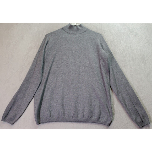 Cyrus Sweater Womens Large Gray Knit Rayon Long Raglan Sleeve Mock Neck Back Zip - Picture 1 of 9